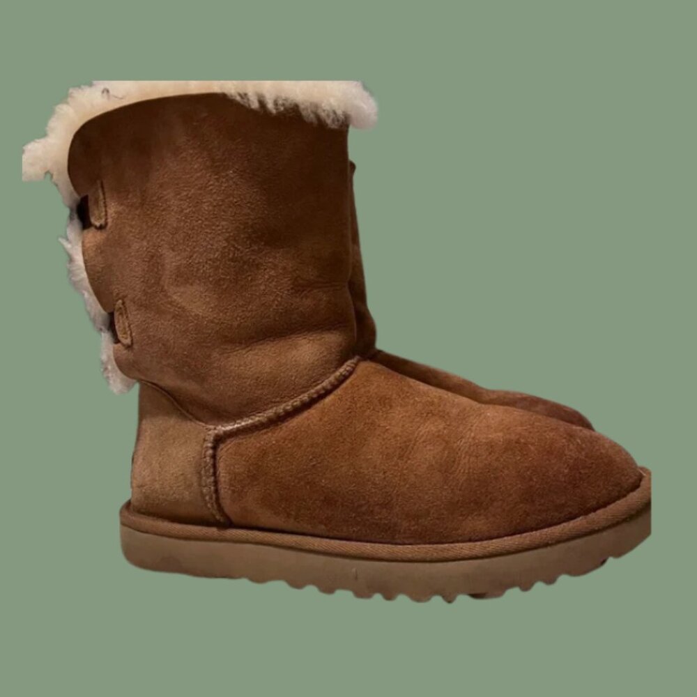 UGG Tan Boots with Brown Bows - Picture 2 of 4